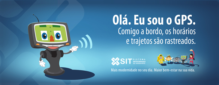 Criação de busdoor - texto e design - para o personagem GPS