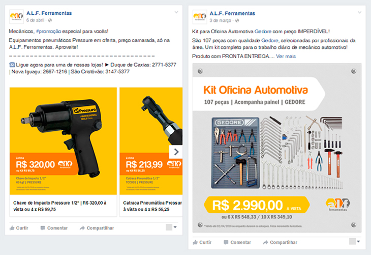 Facebook: marketing digital da A.L.F. Ferramentas